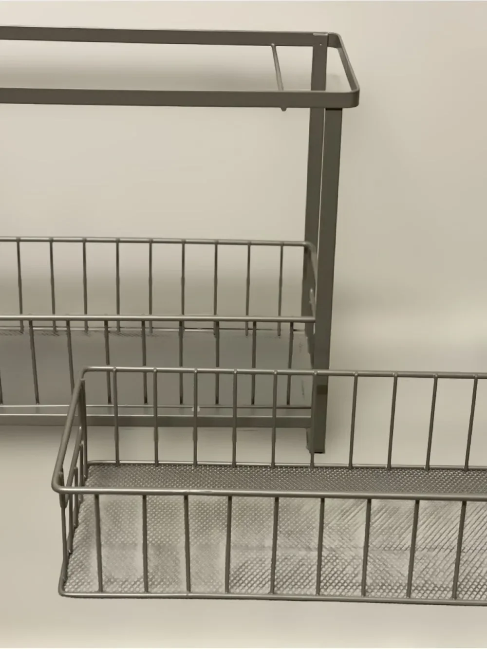 Brightroom Two-Tier Metal Storage Basket Shelf in Gray - Maximize Storage Space